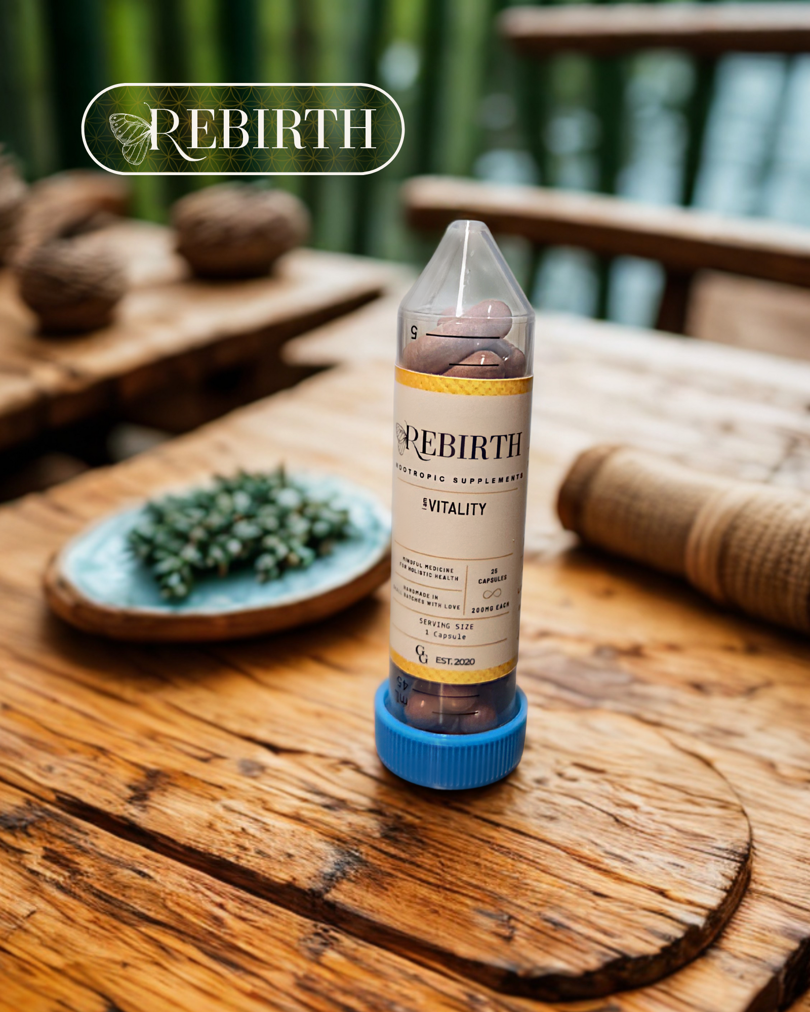 Rebirth SUperfood i am Vitality Supplements with lions mane beet root maca bacopa morrieni irish sea moss,